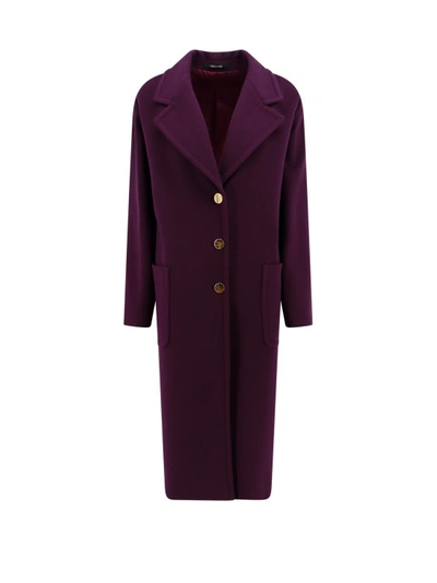 Tagliatore Virgin Wool And Cashmere Coat In Purple