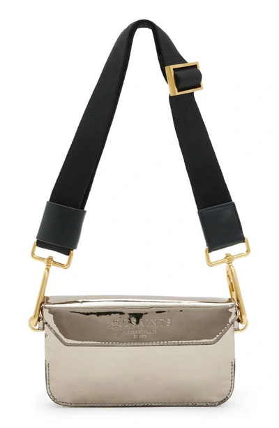 Allsaints Zoe Metallic Crossbody In Pewter