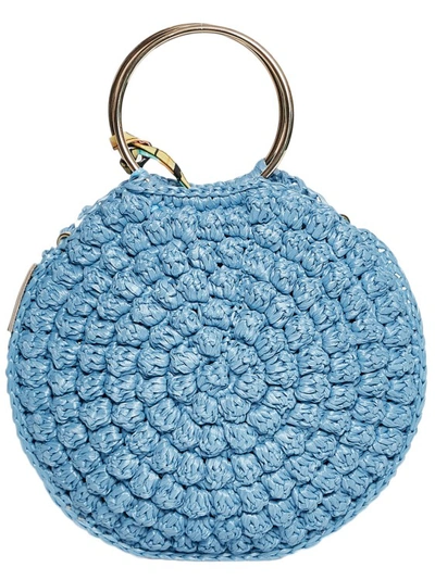 Chica Pippo Handbag In Light Blue Raffia