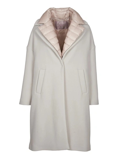 Herno Beige Padded Single-breasted Coat In Wool Blend Woman In Neutrals