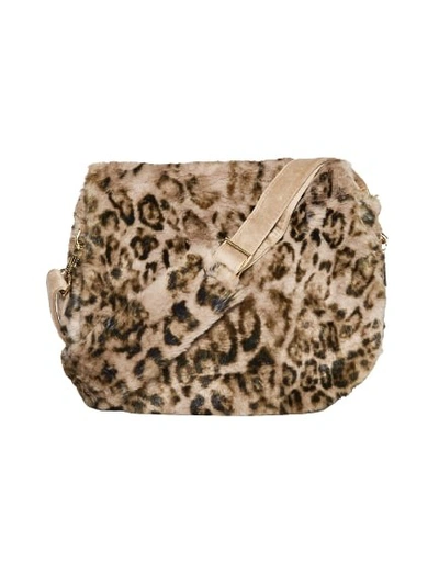 La Milanesa Shoulder Bag In Spotted Faux Fur In Brown