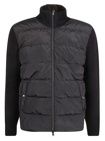 Herno Ribbed Shell-panelled Virgin Wool Down Jacket In Black