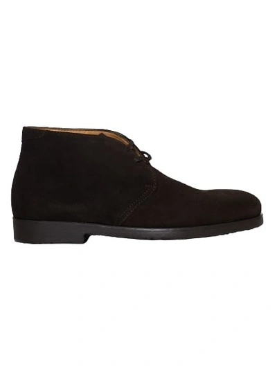 Rossano Bisconti Ankle Boot Tied In Soft Ebony Suede In Black