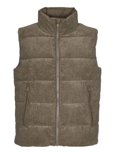 Save The Duck High-neck Corduroy Gilet In Brown