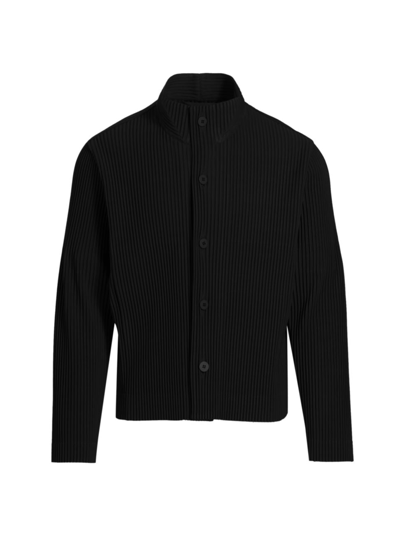 Issey Miyake Men's Pleated Knit Jacket In Black
