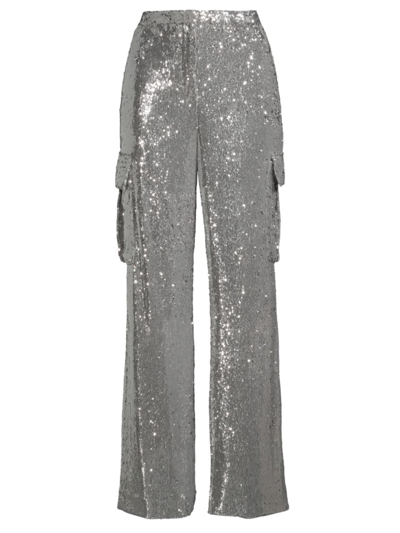 Milly Women's Saison Sequins Cargo Trousers In Silver