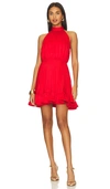 Amur Amiri Pleated Open-back Halter Mini Dress In Red