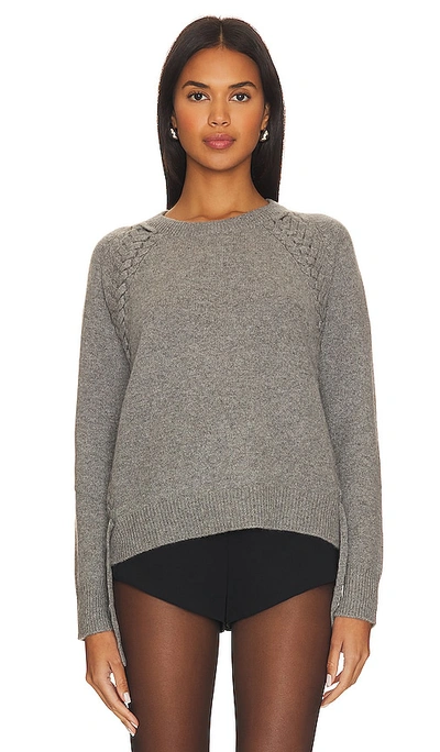 Autumn Cashmere Hand Braided Lace Up Crew Neck In Grey