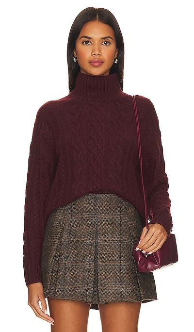 Autumn Cashmere Cropped Cable Mock Neck In Wine