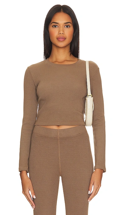 Donni Shirt Rib Crop In Taupe