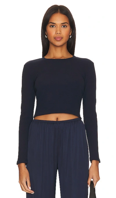 Donni. Shirt Rib Crop In Navy