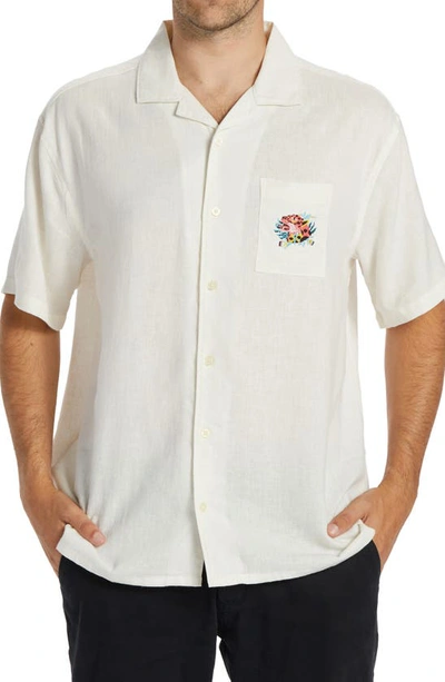 Billabong Zeledon Short Sleeve Linen & Lyocell Camp Shirt In Off White