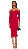 Bardot Helena Midi Mesh Dress In Red