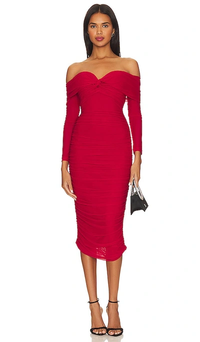 Bardot Helena Midi Mesh Dress In Red