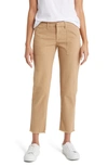 Frank & Eileen The Wicklow Frayed Low Rise Utility Pants In Khaki