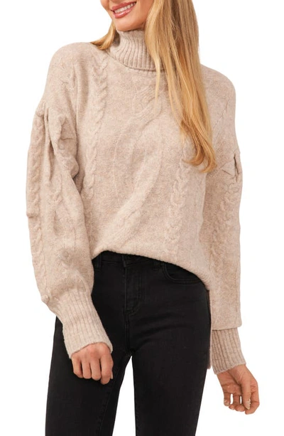 Cece Cable Knit Turtleneck Sweater In Oatmeal