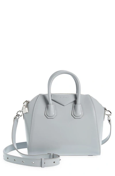 Givenchy Mini Antigona Leather Satchel In Light Grey