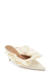 Brother Vellies Stell Ruffle Pointed Toe Mule In Ivory