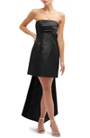 Alfred Sung Oversize Bow Back Strapless Minidress In Black