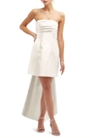 Alfred Sung Oversize Bow Back Strapless Minidress In Ivory