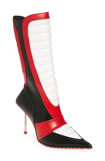 Jeffrey Campbell Motorsport Boots In Black/ Red/ White Combo