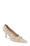 Jeffrey Campbell Notion Pointed Toe Pump In Natural Suede Silver