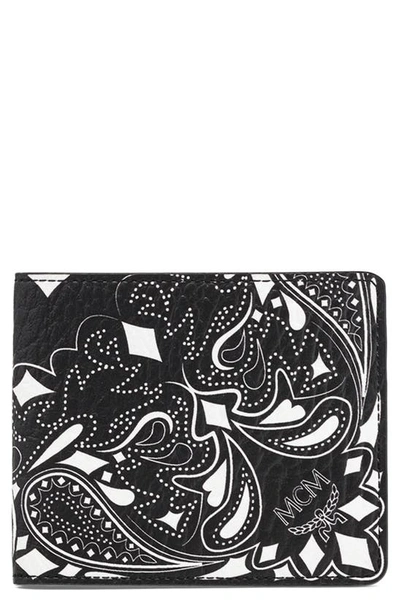 Mcm Small Aren Bandana-print Leather Wallet In Multicolor