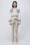 Simkhai High Rise Skinny Pant In Gold Foil In Ivory Multi