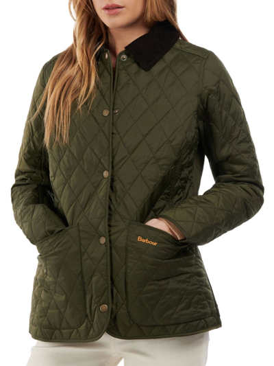 Barbour Deveron Quilted Buttoned Jacket In Green