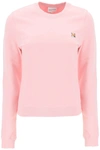 Maison Kitsuné Fox Head Patch Crewneck Sweatshirt In Pink