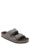 Birkenstock Arizona Slide Sandal With Genuine Shearling In Gray