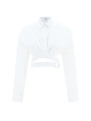 Alaïa Cropped Cotton Poplin Shirt In Blanc