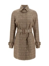Versace Trench Parka Coat In Brown+beige