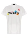 Dsquared2 Pac-man Logo Printed Cotton T-shirt In White
