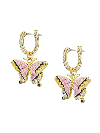 Swarovski Women's Idyllia Goldtone & Crystal Butterfly Drop Earrings In Pink/gold
