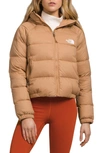 The North Face Hydrenalite Hooded Cropped Puffer Jacket In Almond Butter