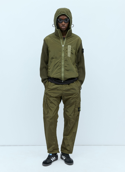 Stone Island Metal Nylon And Wool Jacket In Olive