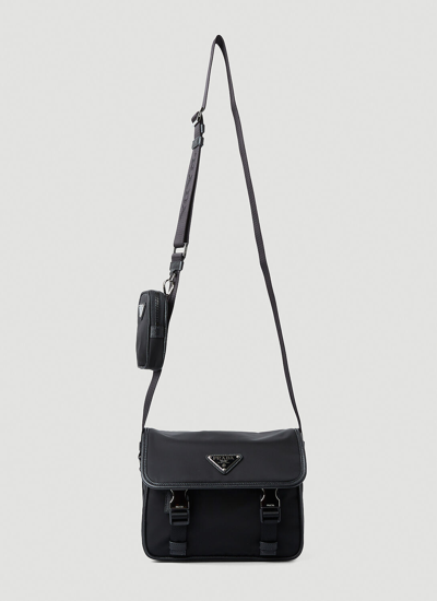 Prada Re-nylon Messenger Crossbody Bag In Black