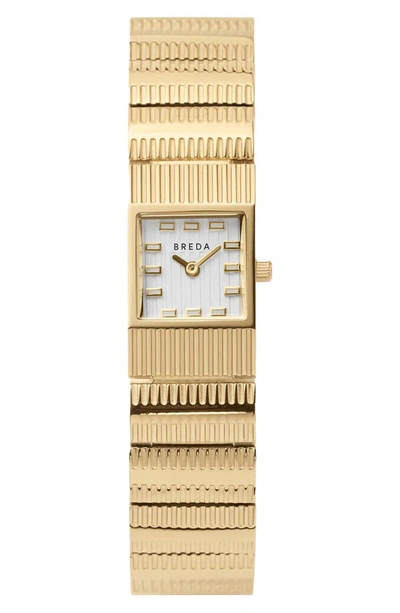 Breda Groove Square Bracelet Watch, 16mm In White/gold