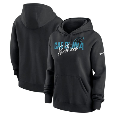 Nike Women's Wordmark Club (nfl Carolina Panthers) Pullover Hoodie In Black
