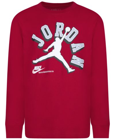 Jordan Kids' Big Boys Varsity Logo Long Sleeve T-shirt In Gym Red