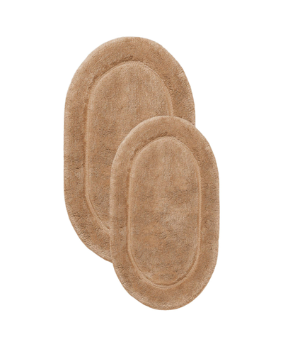 SUPERIOR OVAL SOLID NON-SKID WASHABLE COTTON 2-PC. BATH RUG SET