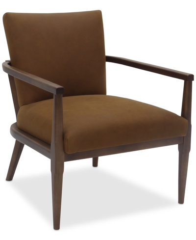 Macy's Henwick 28" Leather Accent Chair, Created For  In Pecan