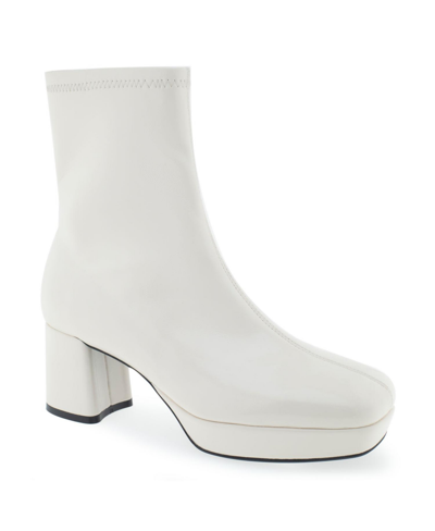 Aerosoles Sussex Boot-midcalf Boot-platform-high In Eggnog Patent Pu