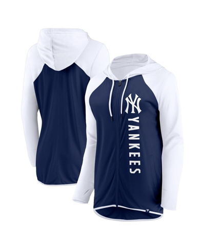 Fanatics Women's  Navy, White New York Yankees Forever Fan Full-zip Hoodie Jacket In Navy,white
