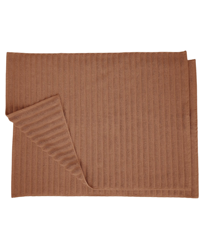 Superior Cotton Textured Stripes Bath Mat, Set Of 2 In Brown