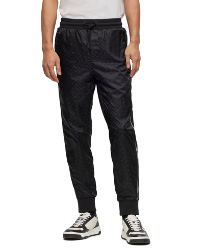 Hugo Boss Boss By  Men's Monogram Pattern Tracksuit Bottoms In Black