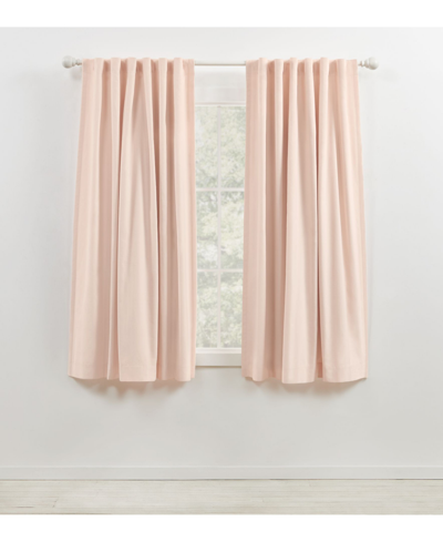 Ralph Lauren Velvety Room Darkening Back Tab Rod Pocket Curtain Panel, 52" X 63" In Blush