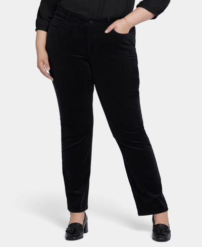 Nydj Plus Size Marilyn Straight Corduroy Pants In Black