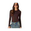 Edikted Neta Back Cutout Long Sleeve Bodysuit In Brown
